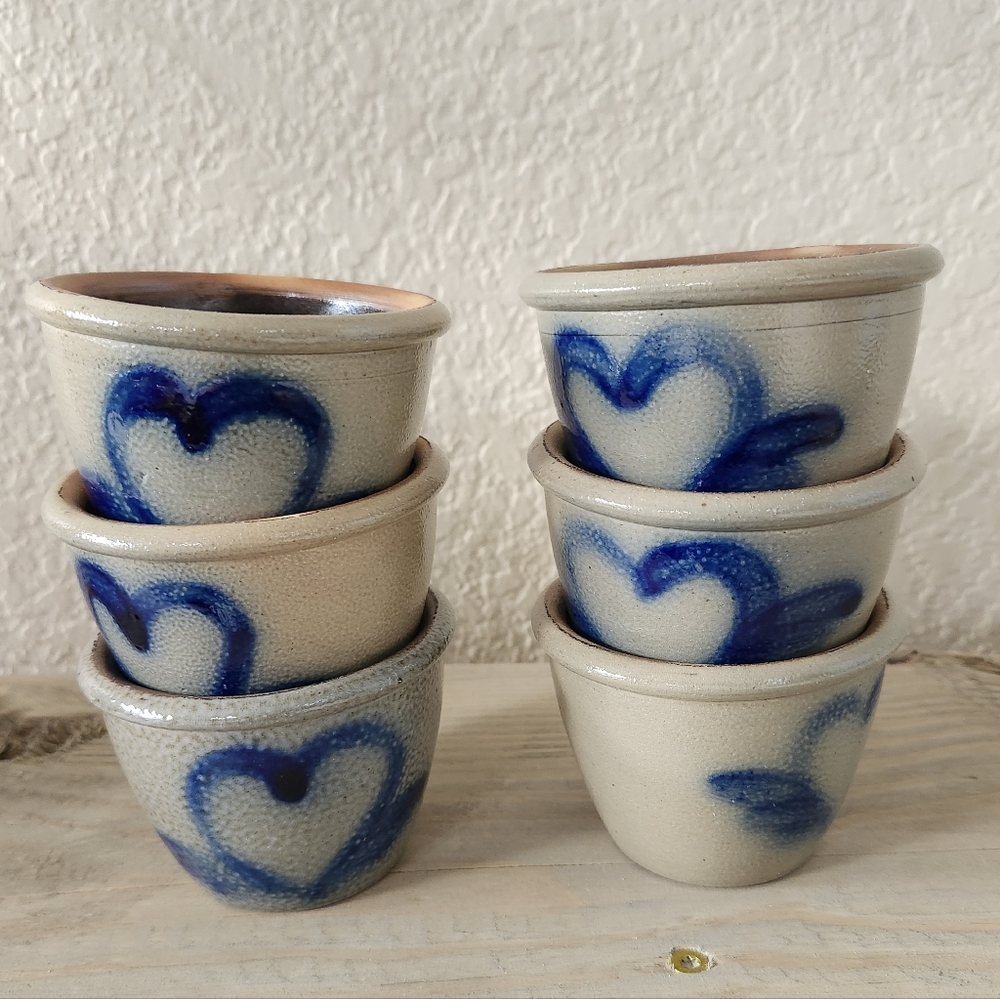 Vintage 1985 Set of 6 Glazed Stoneware Ramekins Beaumont Brothers Pottery